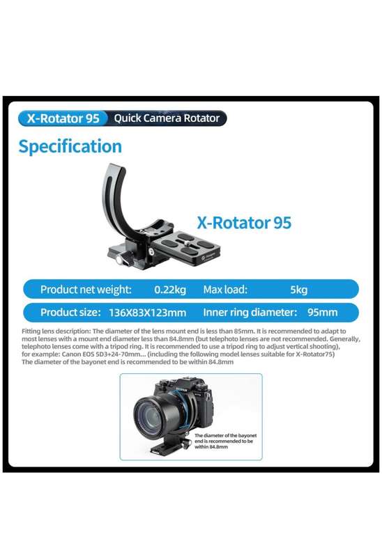 Fotopro Camera Collar Rotator Attachment for Tripod Stand - X-Rotator 95