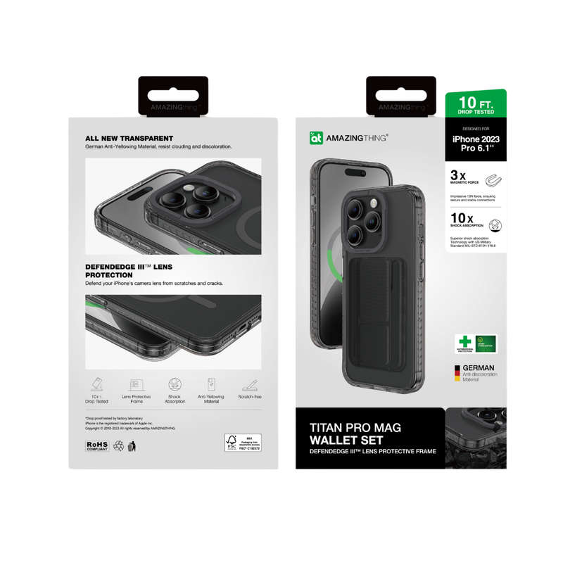 AMAZINGTHING Titan Pro Mag Case Wallet Set for iPhone 15 Pro/15 Pro Max