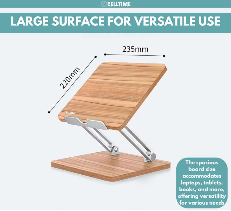 CellTime Ergonomic Foldable Height & Angle Adjustable Wooden Laptop Stand