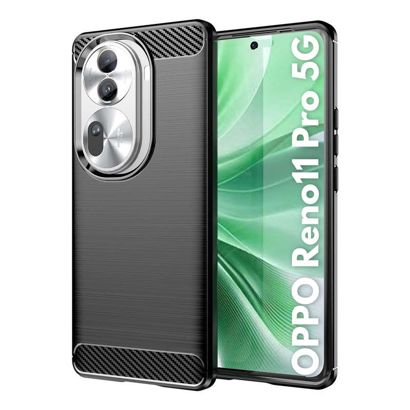 CellTime Carbon Fiber Design Case for Oppo Reno11 Pro 5G Shockproof Cover - Black