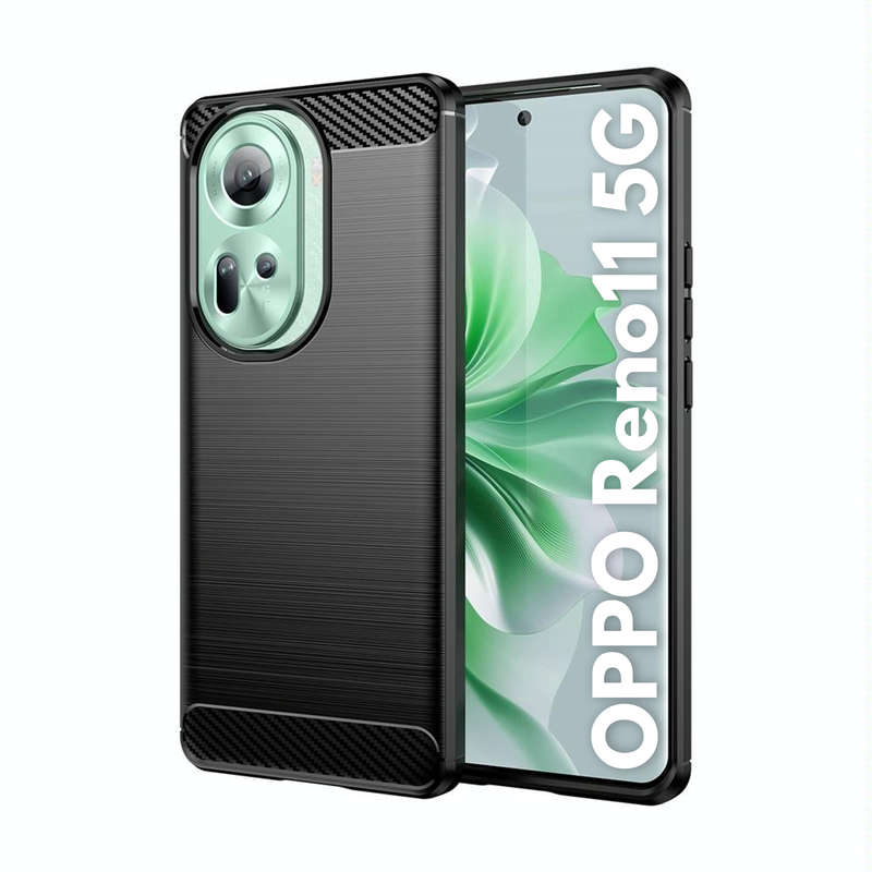CellTime Carbon Fiber Design Case for Oppo Reno11 5G Shockproof Cover - Black