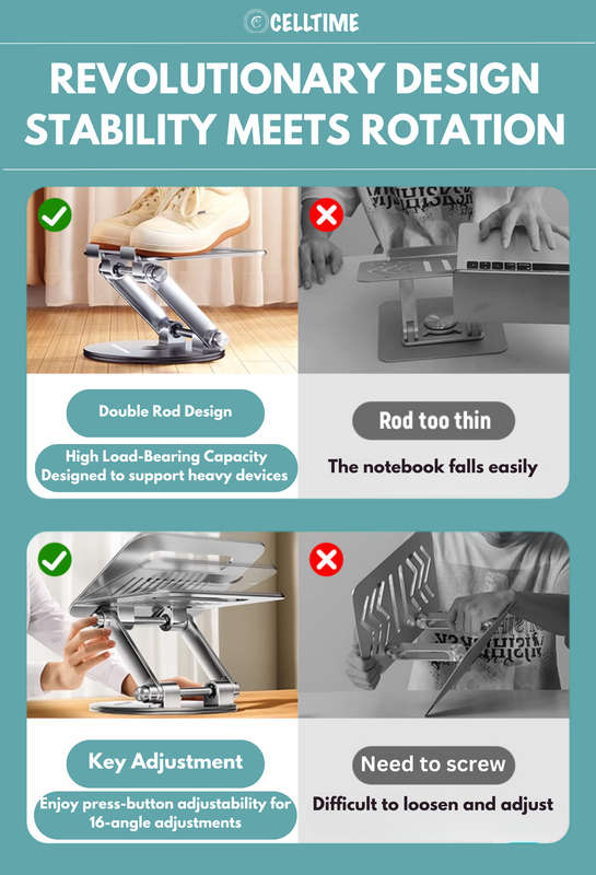 CellTime Ergonomic 360 Rotatable Adjustable Aluminium Laptop Stand
