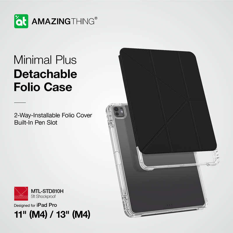 AMAZINGTHING Minimal Plus Folio Case Compatible with iPad Pro 11" (M4) 2024 Cover