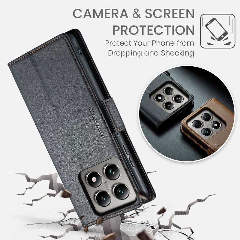 Retro Flip Leather Wallet Cover for Xiaomi 14T Pro