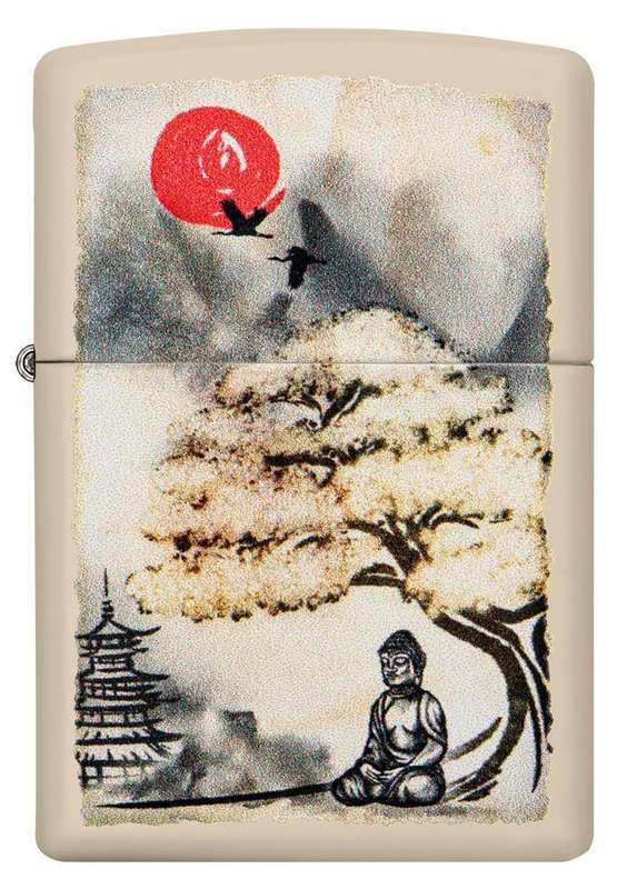 Zippo Lighter Pagoda Bonsai Buddha Design