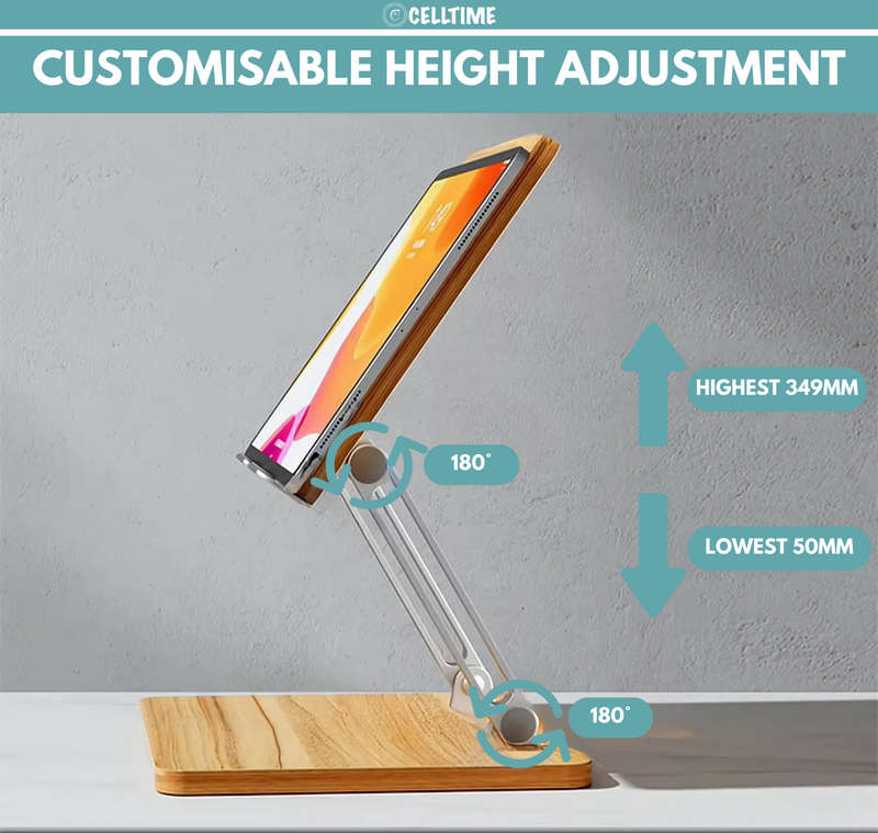 CellTime Ergonomic Foldable Height & Angle Adjustable Wooden Laptop Stand