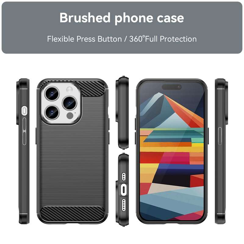 Carbon Fiber Design Cover for iPhone 15 Pro Shockproof Case