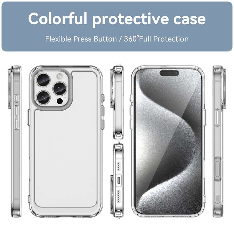 Clear Case for iPhone 16 Pro / 16 Pro Max - Shockproof Candy Series Cover