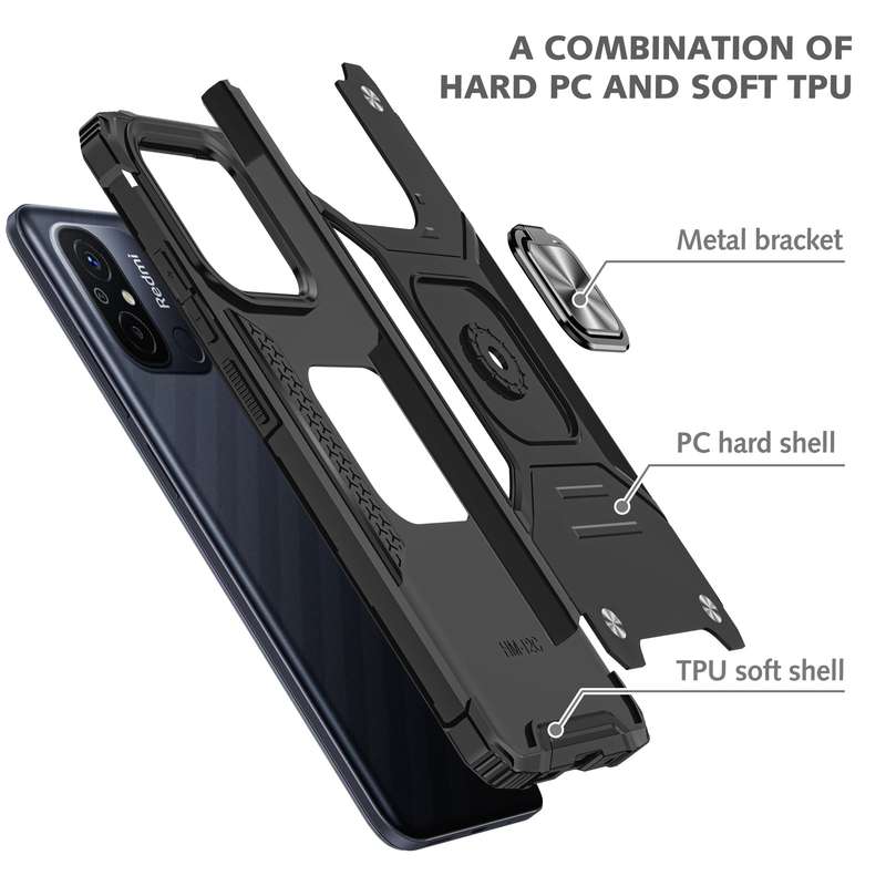 Redmi 12C Shockproof Kemeng Armor Kickstand Cover