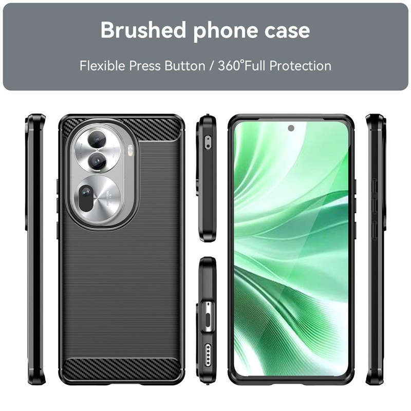 CellTime Carbon Fiber Design Case for Oppo Reno11 Pro 5G Shockproof Cover - Black
