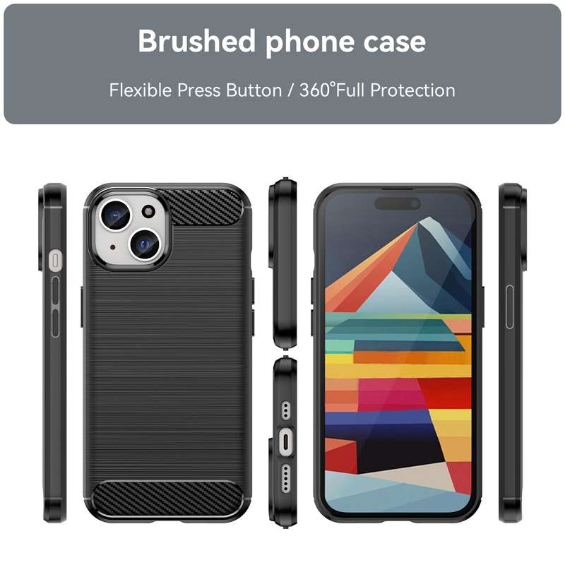 Carbon Fiber Design Cover for iPhone 15 Shockproof Case