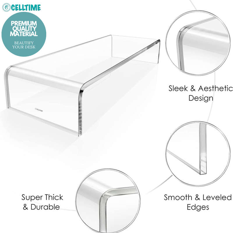 CellTime Premium Acrylic Clear Monitor Stand Riser