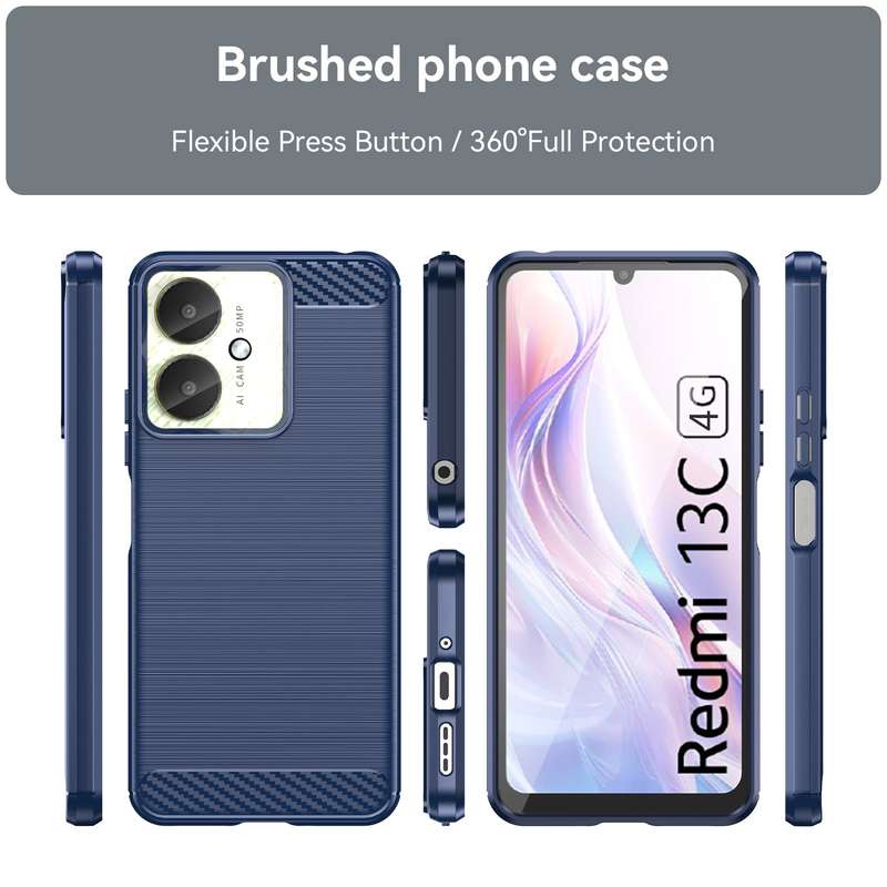 Carbon Fiber Design Case For Redmi 13C Shockproof Cover