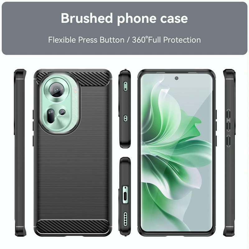 CellTime Carbon Fiber Design Case for Oppo Reno11 5G Shockproof Cover - Black