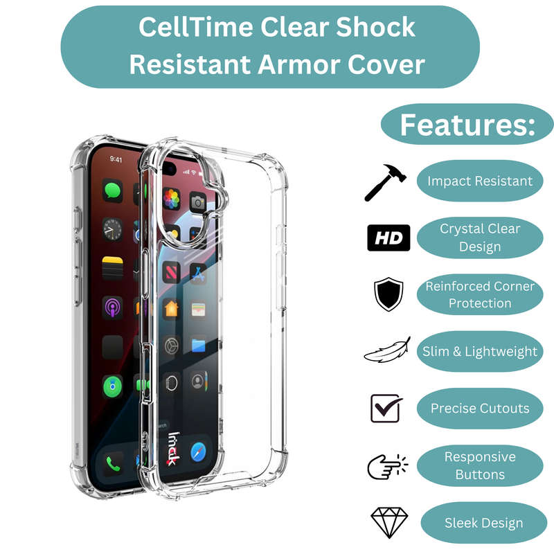 Clear Shock Resistant Case Armor Cover for iPhone 16