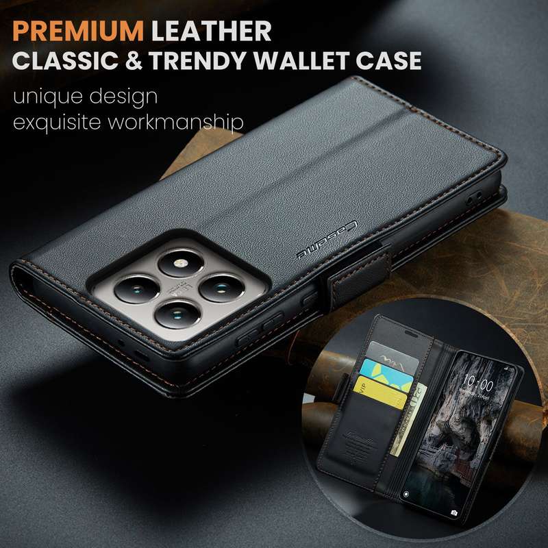 Retro Flip Leather Wallet Cover for Xiaomi 14T Pro