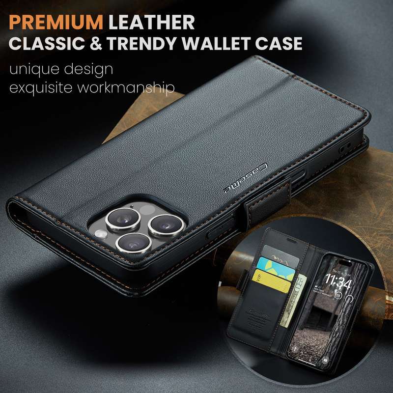Retro Flip Leather Wallet Cover for iPhone 16 Pro / 16 Pro Max