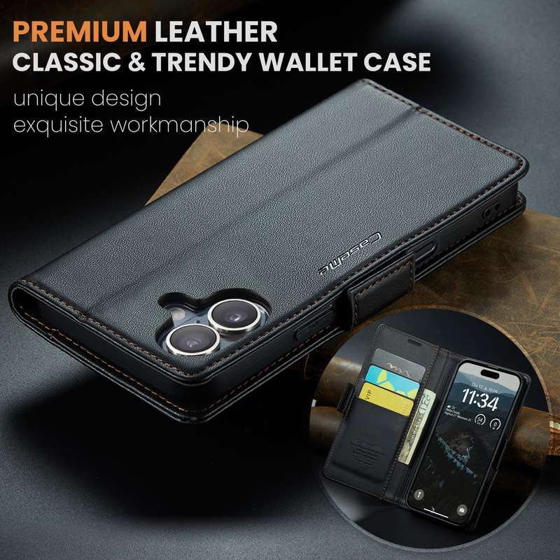 Retro Flip Leather Wallet Cover for iPhone 16 / 16 Plus