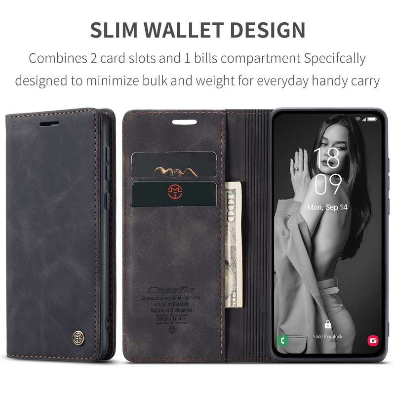 Retro Flip Leather Wallet Cover for Samsung Galaxy A55