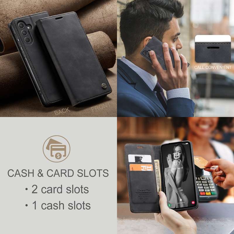 Retro Flip Leather Wallet Cover for Samsung Galaxy A55