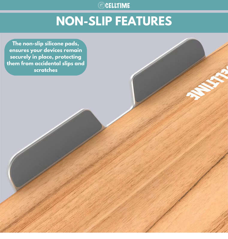 CellTime Ergonomic Foldable Height & Angle Adjustable Wooden Laptop Stand