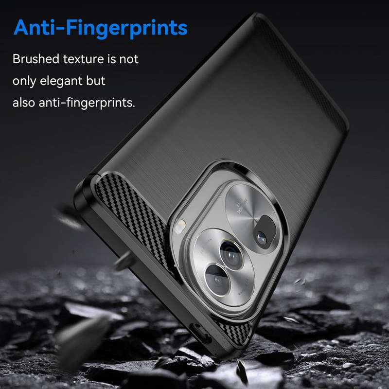 CellTime Carbon Fiber Design Case for Oppo Reno11 Pro 5G Shockproof Cover - Black