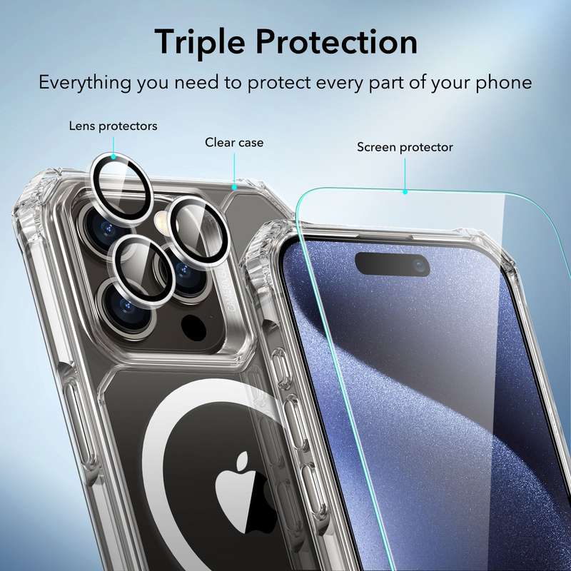 ESR iPhone 15 Pro / 15 Pro Max Air Armor MagSafe Cover & Protector Set