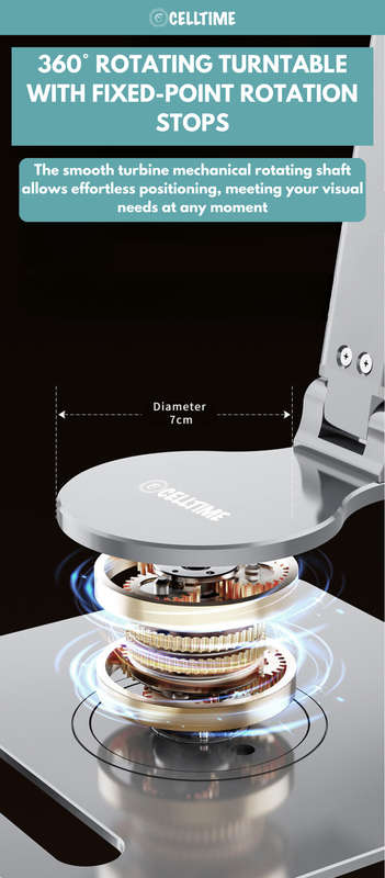 CellTime Aluminium Foldable Rotatable Tablet Stand with Stylus Pen