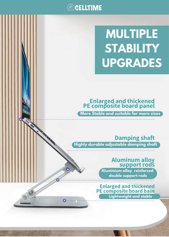 CellTime Portable Foldable Ergonomic Adjustable Aluminium Laptop Stand