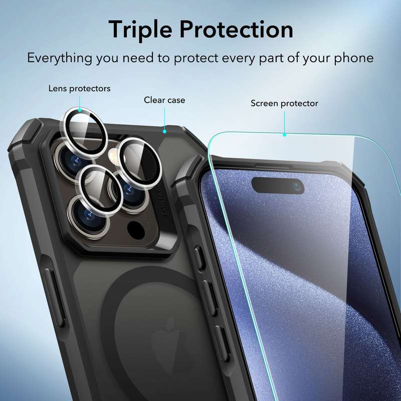 ESR iPhone 15 Pro / 15 Pro Max Air Armor MagSafe Cover & Protector Set