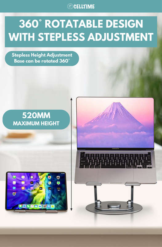 CellTime RotatePro Ergonomic Rotatable Adjustable Aluminium Laptop Stand