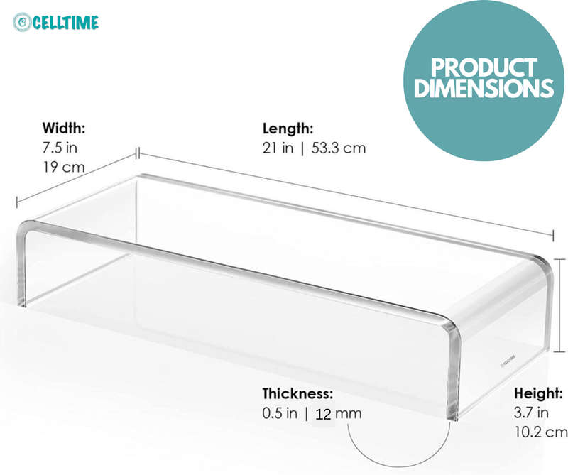 CellTime Premium Acrylic Clear Monitor Stand Riser