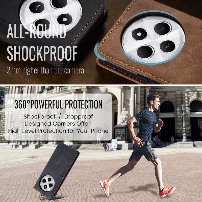 Retro Flip Leather Wallet Cover for Redmi 14C
