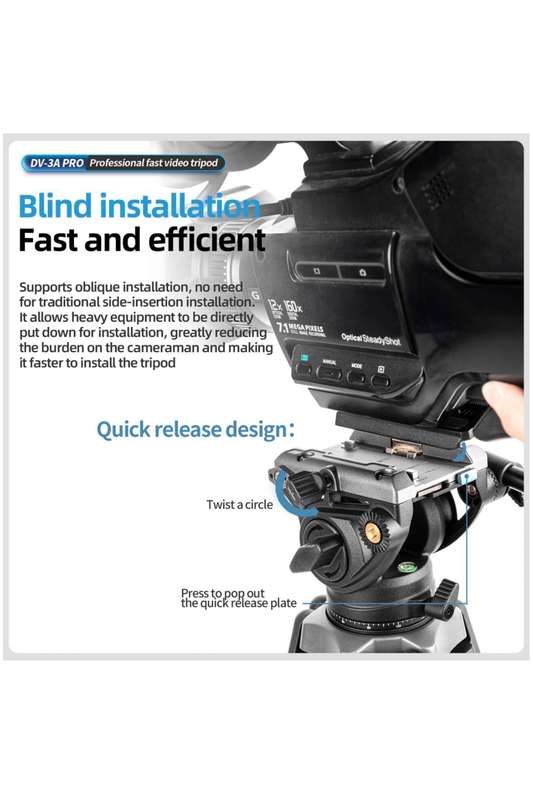 Fotopro Heavy-Duty Aluminium Fluid Head Video Tripod Stand - DV-3A Pro