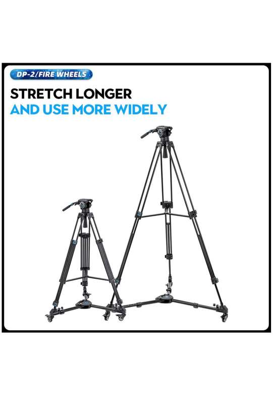 Fotopro Heavy Duty Adjustable Tripod Dolly Base Stand -Fire Wheels DP-2
