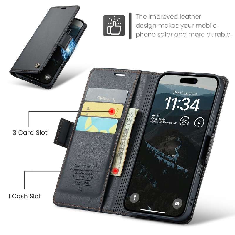 Retro Flip Leather Wallet Cover for iPhone 16 / 16 Plus