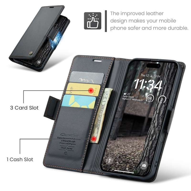 Retro Flip Leather Wallet Cover for iPhone 16 Pro / 16 Pro Max