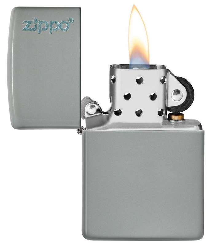 Zippo Lighter Classic Flat Grey Zippo Logo