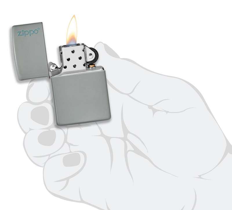 Zippo Lighter Classic Flat Grey Zippo Logo