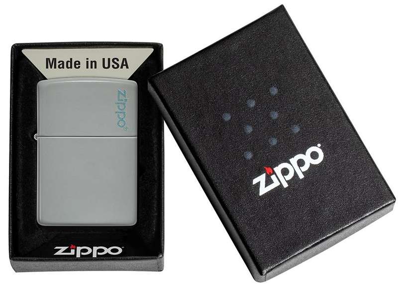 Zippo Lighter Classic Flat Grey Zippo Logo