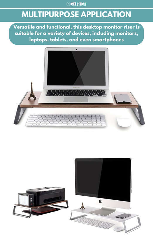 CellTime Multifunctional Ergonomic Wooden Desktop Monitor Riser Stand