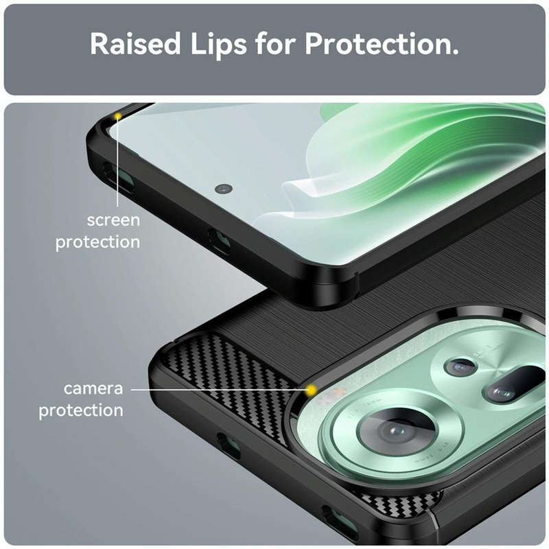 CellTime Carbon Fiber Design Case for Oppo Reno11 5G Shockproof Cover - Black