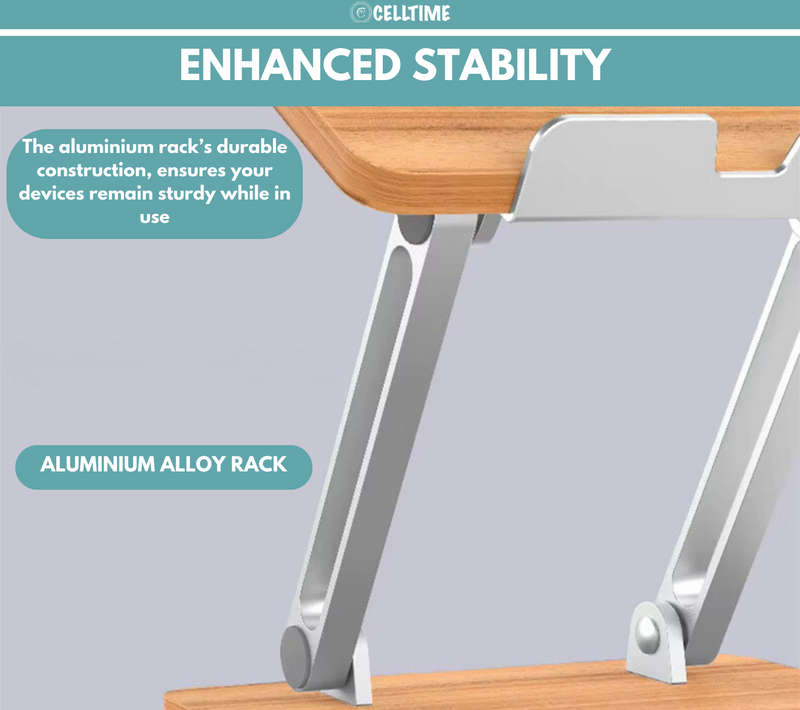CellTime Ergonomic Foldable Height & Angle Adjustable Wooden Laptop Stand