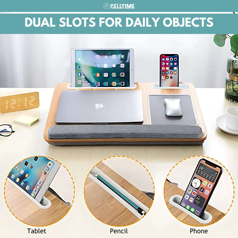 CellTime Multifunctional Ergonomic Wooden Lap Desk Laptop Stand