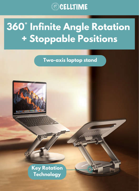CellTime Ergonomic 360 Rotatable Adjustable Aluminium Laptop Stand