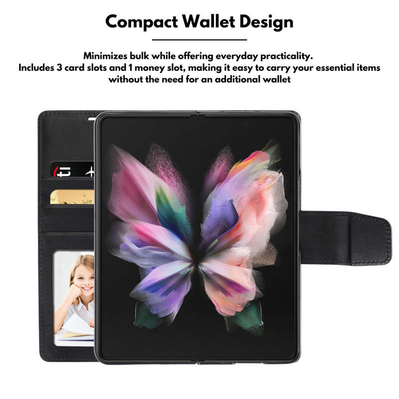 Hanman Classic Flip Leather Wallet Cover for Samsung Galaxy Z Fold 3