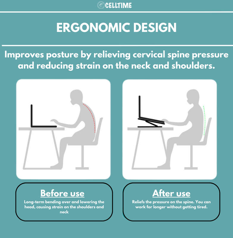 CellTime Portable Foldable Ergonomic Adjustable Aluminium Laptop Stand