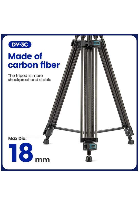 Fotopro Portable Heavy-Duty Fluid Head Video Tripod Stand - DV-3C