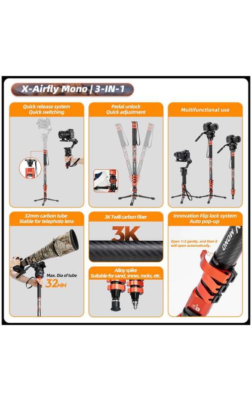Fotopro x-Airfly Mono Multifunctional Portable Camera Monopod/ Tripod Stand