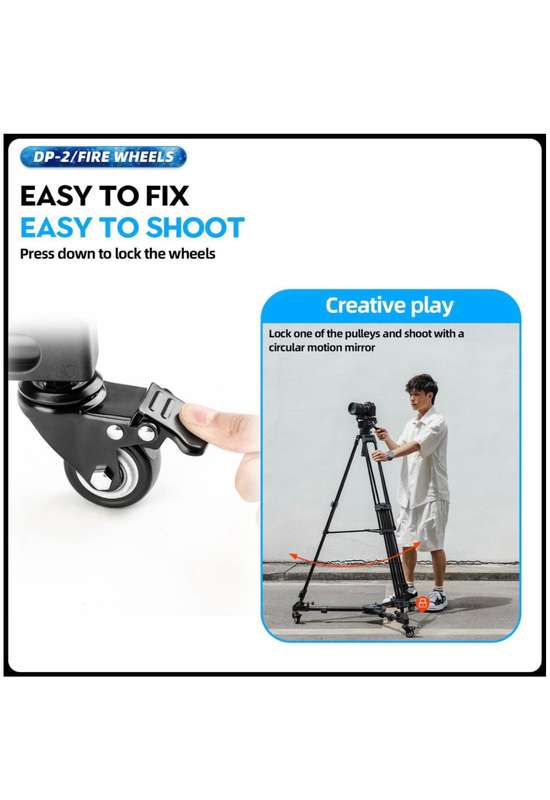 Fotopro Heavy Duty Adjustable Tripod Dolly Base Stand -Fire Wheels DP-2